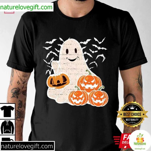 Ghost Halloween Costume Pumpkin T-Shirt Gift for Adults