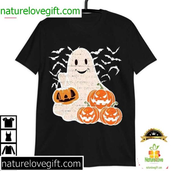 Ghost Halloween Costume Pumpkin T-Shirt Gift for Adults