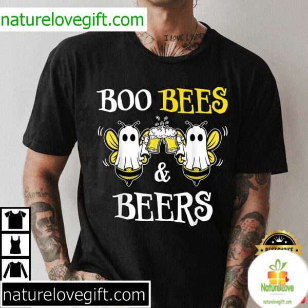Halloween Couples T-Shirt Boo Bees and Beers Matching Set
