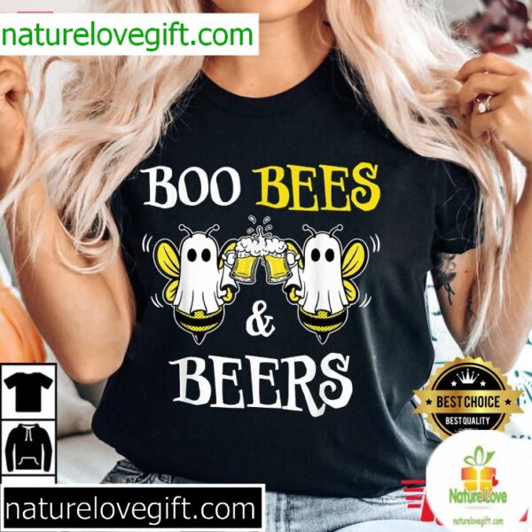 Halloween Couples T-Shirt Boo Bees and Beers Matching Set