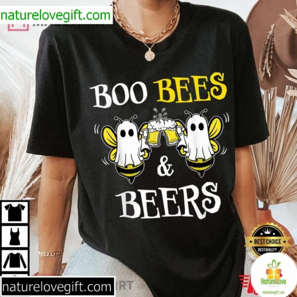 Halloween Couples T-Shirt Boo Bees and Beers Matching Set