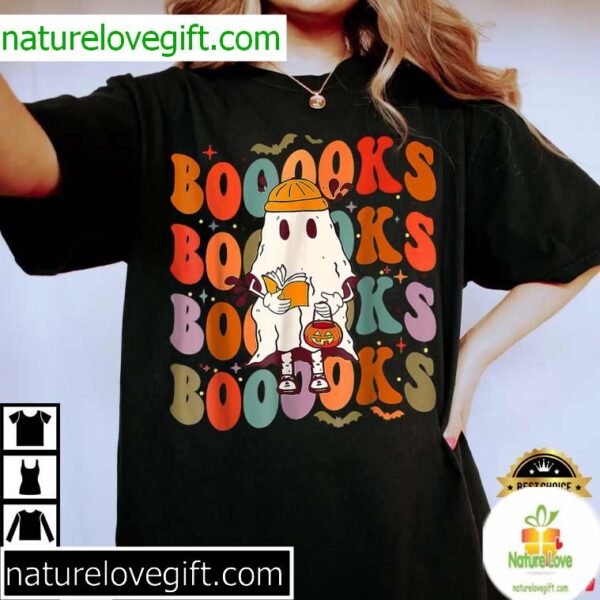 Halloween Ghost T-Shirt Groovy Cute Booooks Design