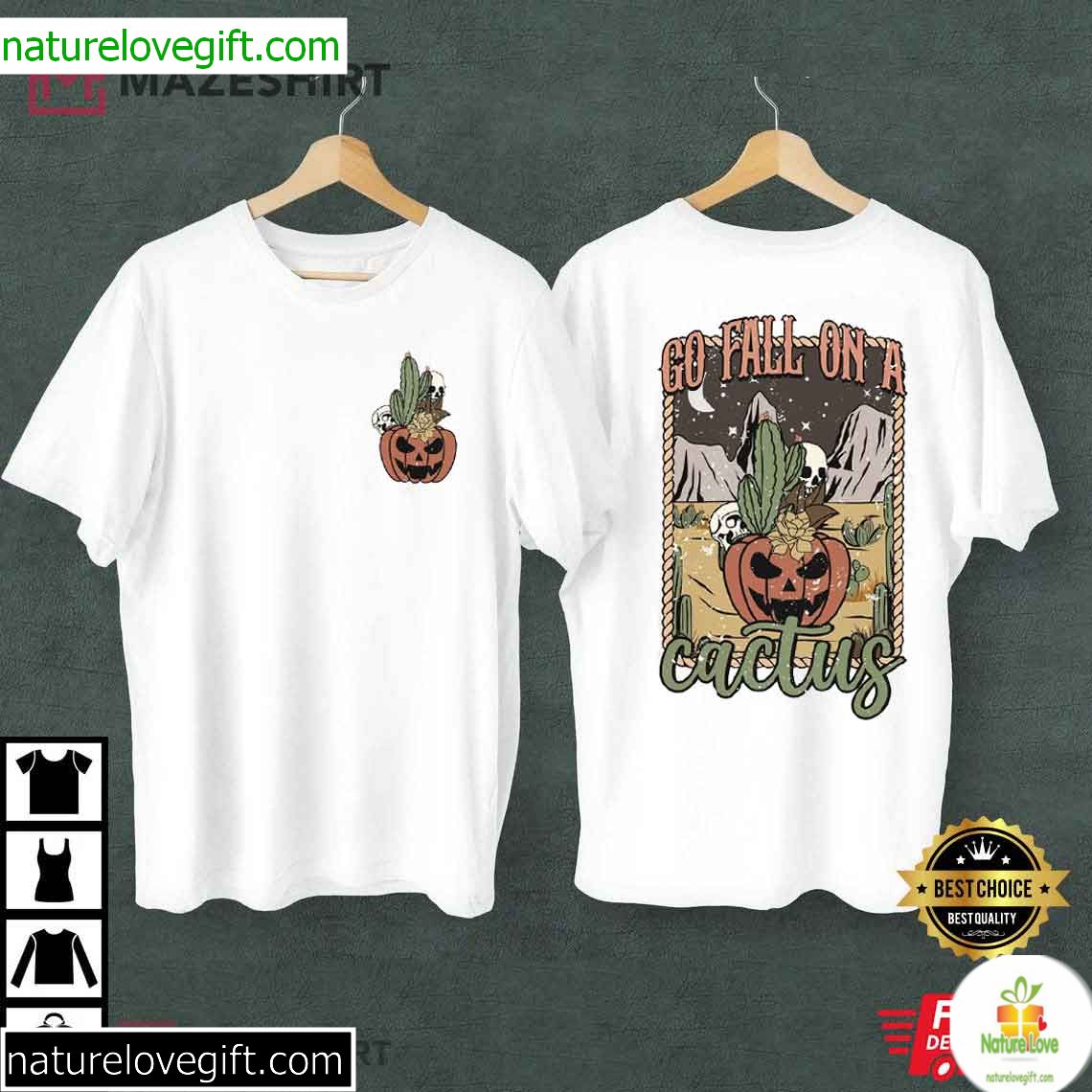 Halloween Pumpkin T-Shirt Go Fall On A Cactus Design Halloween Pumpkin T-Shirt Go Fall On A Cactus Design