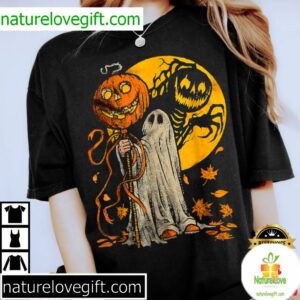 Cute Halloween Pumpkin Ghost Autumn Leaves Best T Shirt 4