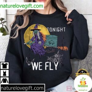 Funny Witch Tonight We Fly Halloween T Shirt (1)
