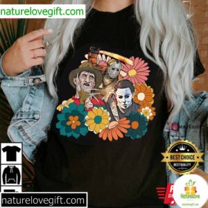 Halloween Floral Horror Movie Best T Shirt 4