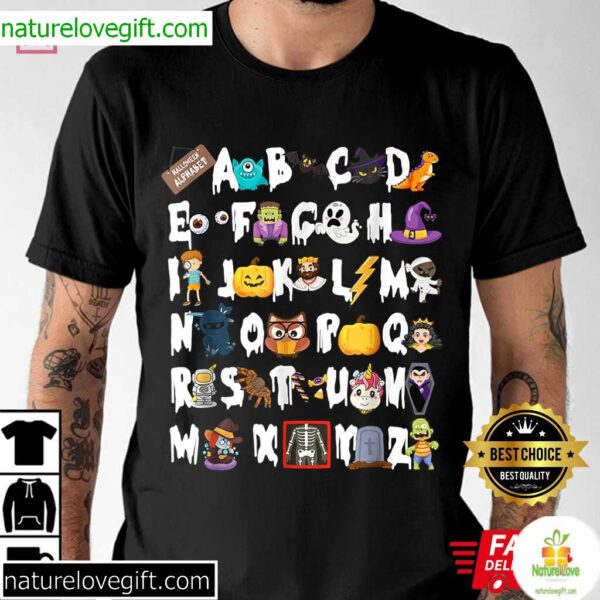Kindergarten Teacher Halloween T-Shirt Best Alphabet Design