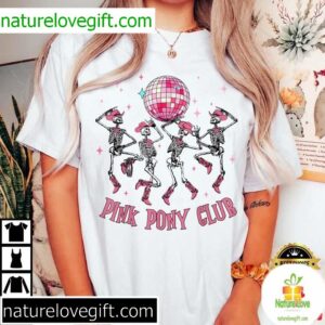 Halloween Skeleton Pink Pony Club Cowgirl Western Birthday T Shirt (2)