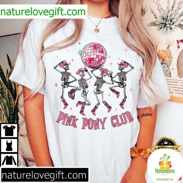 Pink Pony Club Cowgirl Halloween Skeleton Western Birthday Tee