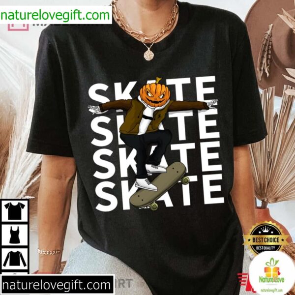 Pumpkin Skateboard Halloween Shirt for Boys