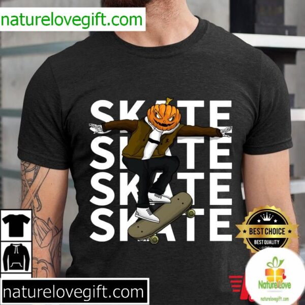 Pumpkin Skateboard Halloween Shirt for Boys