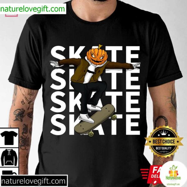 Pumpkin Skateboard Halloween Shirt for Boys