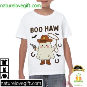 Boo Haw Vintage Western Cowboy Halloween Ghost T Shirt (3)