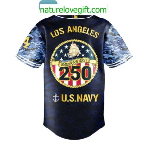 Los Angeles Dodgers Celebration Happy Birthday US Navy 250 Years 2025 Jersey