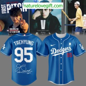 Los Angeles Dodgers Taehyung 95 Jersey BTS V Merch