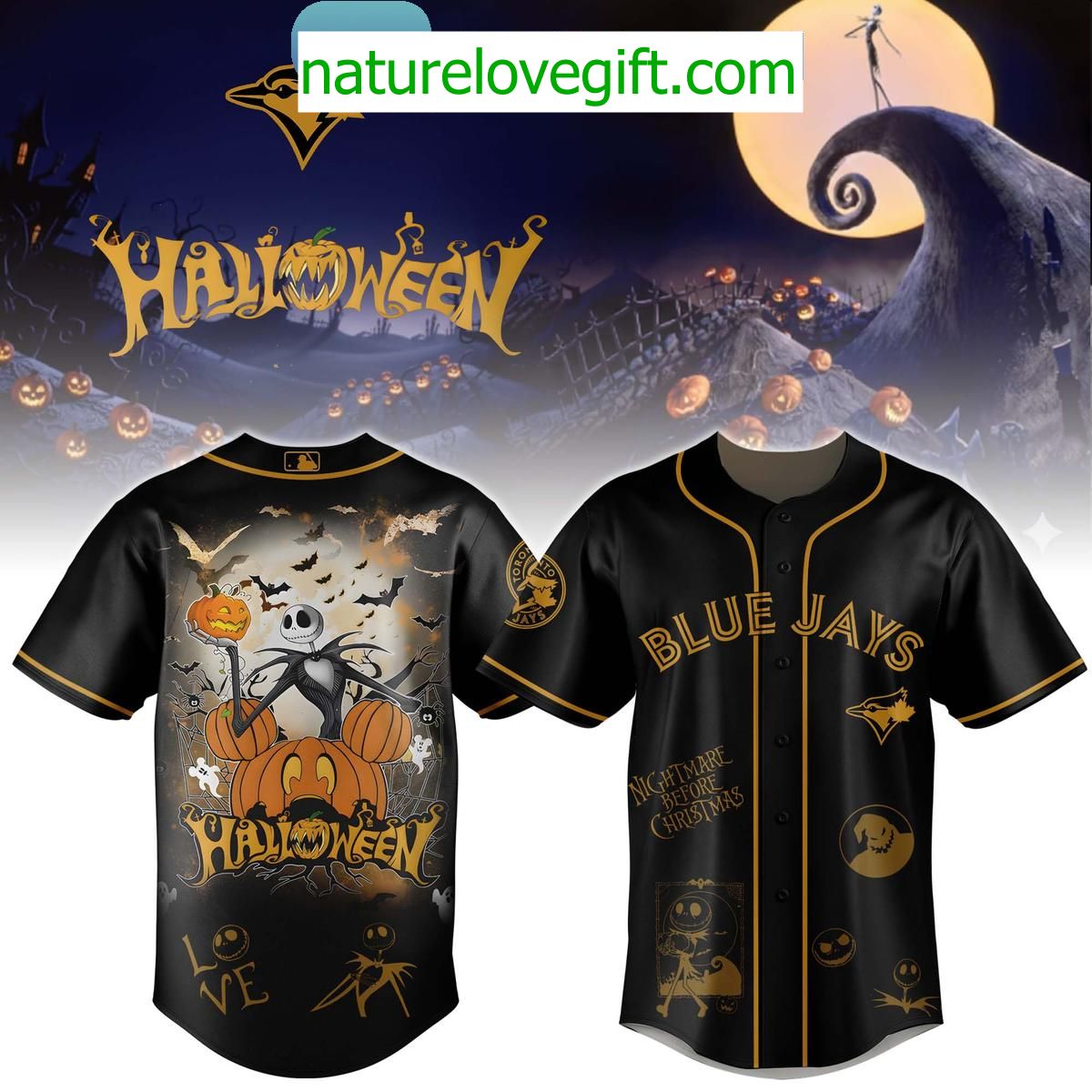 Toronto Blue Jays Jack Skellington Halloween Jersey Nightmare Before Christmas Toronto Blue Jays Jack Skellington Halloween Jersey Nightmare Before Christmas