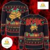 ACDC Ugly Christmas Sweater Black Gold Lightning Bolt Holiday Jumper