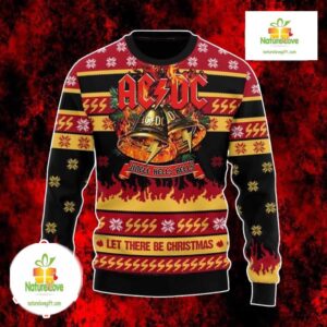 ACDC Ugly Christmas Sweater Jingle Hells Bells Festive Knit
