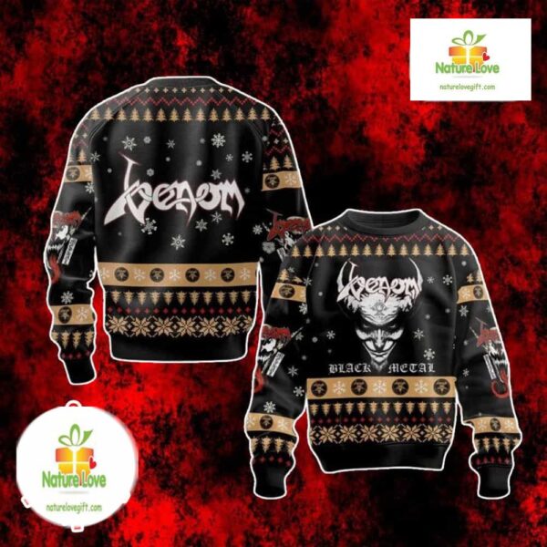 Black Metal Venom Ugly Christmas Sweater For Men Women