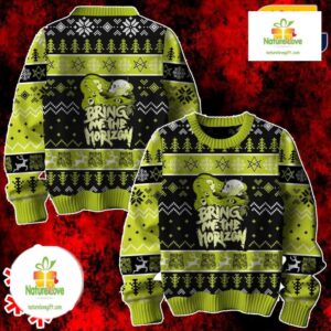 Bring Me The Horizon Ugly Christmas Sweater Green Snowflake Knit