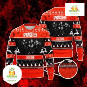 Bruce Springsteen Ugly Christmas Sweater Black Holiday Rock 3D Knit