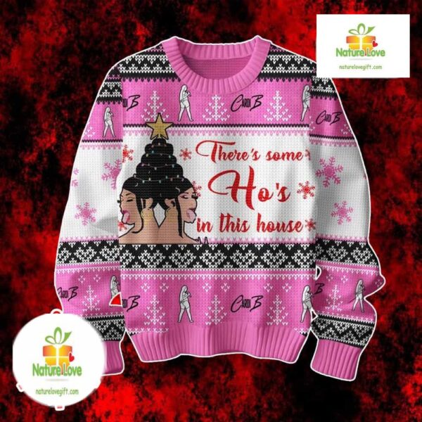 Cardi B Ugly Christmas Sweater Holiday Gift Hos In This House