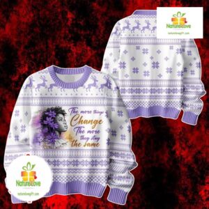 Color Purple Ugly Christmas Sweater The More Things Change Design