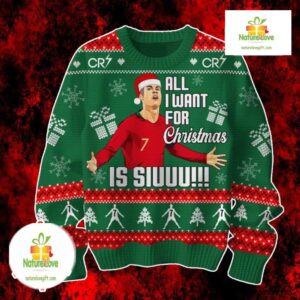 Cristiano Ronaldo CR7 Ugly Christmas Sweater Football Gift Soccer Fans