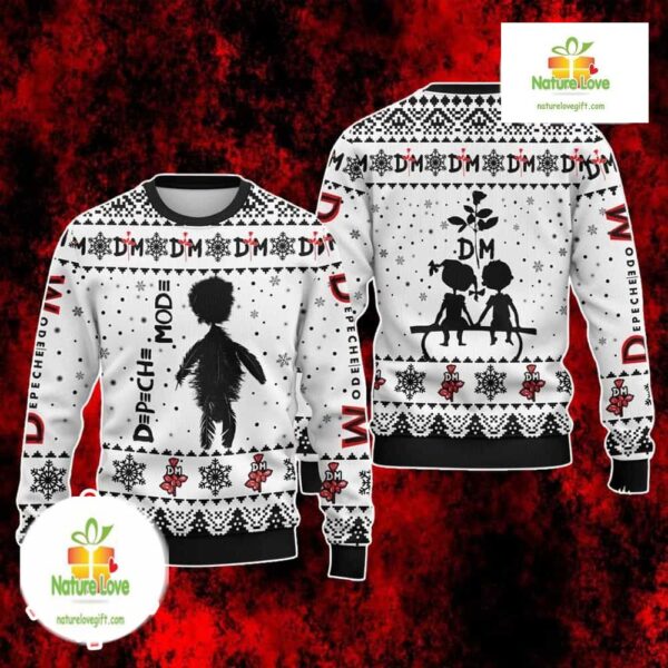 Depeche Mode Ugly Christmas Sweater Black White Holiday Knit