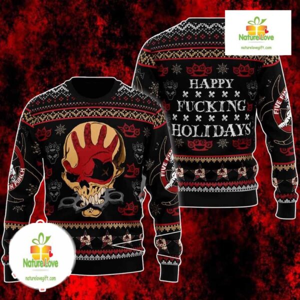 Five Finger Death Punch Ugly Christmas Sweater Holiday Party Knit