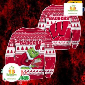 Grinch Ugly Christmas Sweater Wisconsin Badgers Holiday Pullover