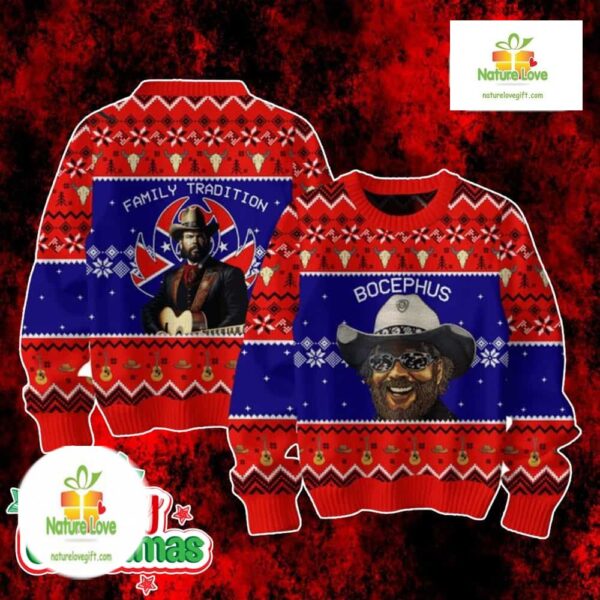 Hank Williams Jr Bocephus Ugly Christmas Sweater Family Tradition