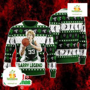 Larry Bird Celtics 33 Ugly Christmas Sweater NBA Holiday Jumper