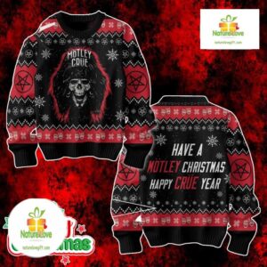 Motley Crue Ugly Christmas Sweater Holiday Jumper Rock Band Gift