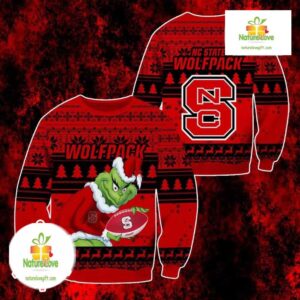 NC State Wolfpack Grinch Ugly Christmas Sweater Holiday Gift