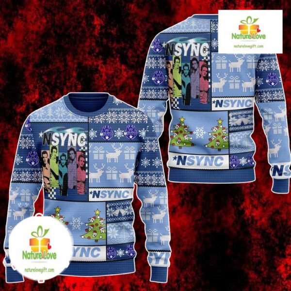NSYNC Ugly Christmas Sweater Retro 90s Boyband Holiday Jumper