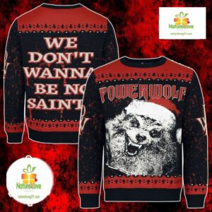 Powerwolf Ugly Christmas Sweater Santa Hat Wolf Design Metal Fans