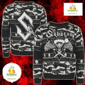 Sabaton Ugly Christmas Sweater Skull Gas Mask Holiday Pullover