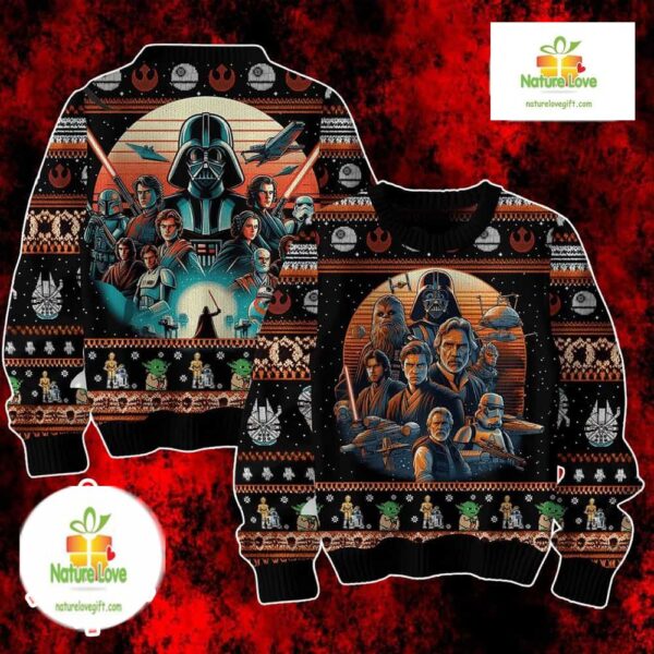 Star Wars Ugly Christmas Sweater Darth Vader Yoda Jedi Sith