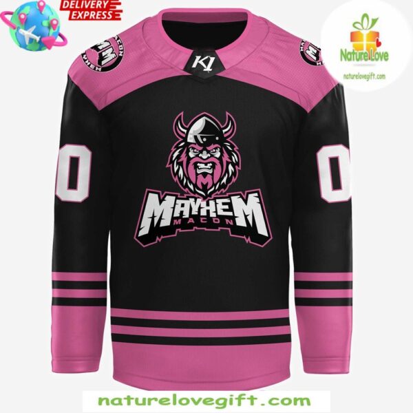2025 Macon Mayhem Ice Out Cancer Jersey Hockey