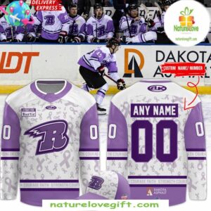 2025 Rapid City Rush Hockey Jersey Cancer Awareness