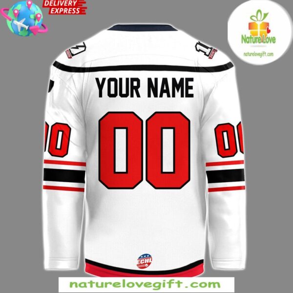 Adirondack Thunder 2025 White Hockey Jersey Chill Guy