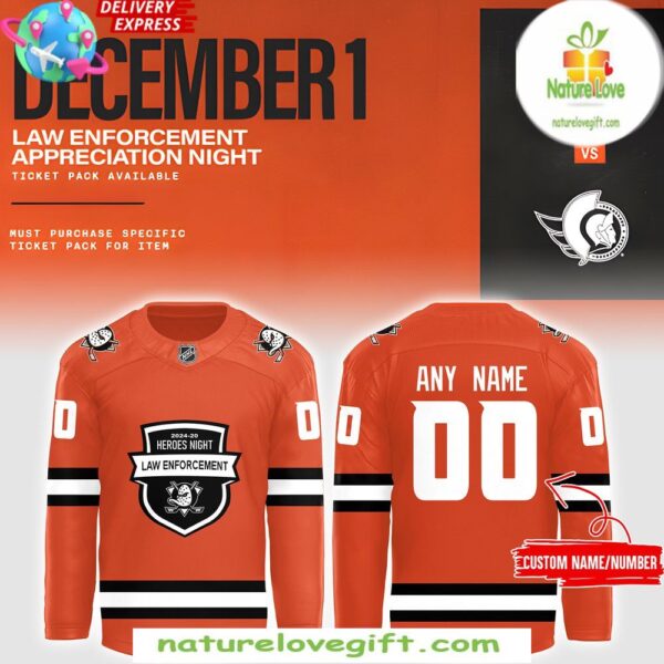 Anaheim Ducks 2025 Law Enforcement Jersey Hockey Appreciation Night