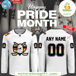 Anaheim Ducks Pride Night 2025 White Hockey Jersey