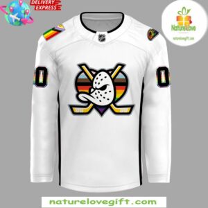 Anaheim Ducks Happy Pride Night 2025 White Hockey Jersey InspirDG 2