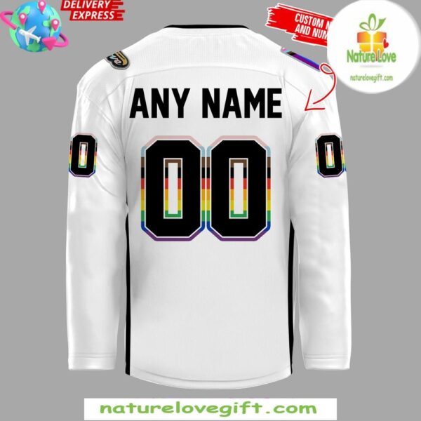 Anaheim Ducks Pride Night 2025 White Hockey Jersey