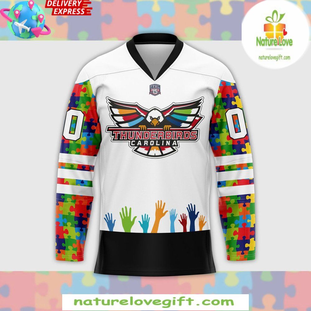 Autism Awareness Hockey Jersey Carolina Thunderbirds 2025 Autism Awareness Hockey Jersey Carolina Thunderbirds 2025