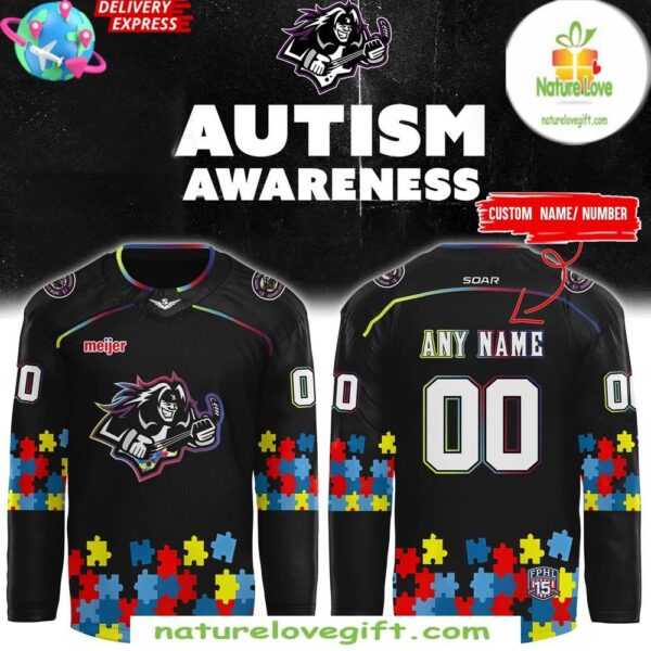 Autism Awareness Hockey Jersey Motor City Rockers 2025