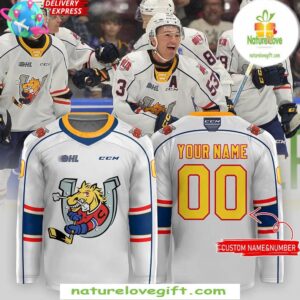 Barrie Colts 2025-25 White Hockey Jersey New Uniform