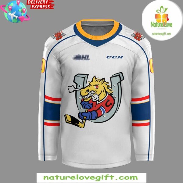 Barrie Colts 2025-25 White Hockey Jersey New Uniform